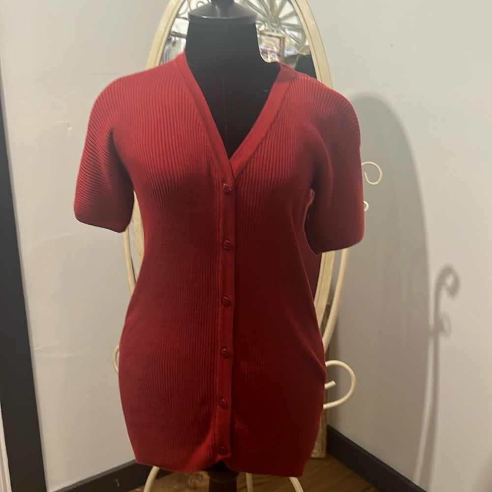 Button up short sleeve sweater